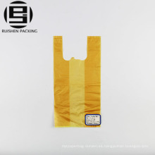 Bolso de camiseta de compras de hdpe amarillo con asa